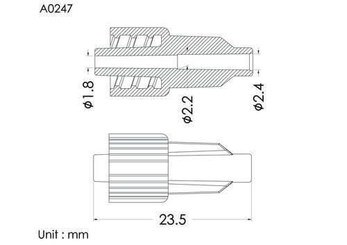 Male luer luck ID2.4mm, high flow