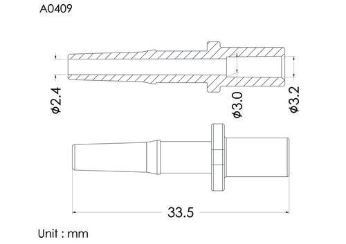 Male luer slip  ID3.3mm, B type, high flow