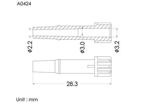 Male luer slip ID3.2mm, D type