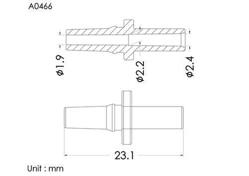 Male luer slip ID2.4mm, D type, high flow