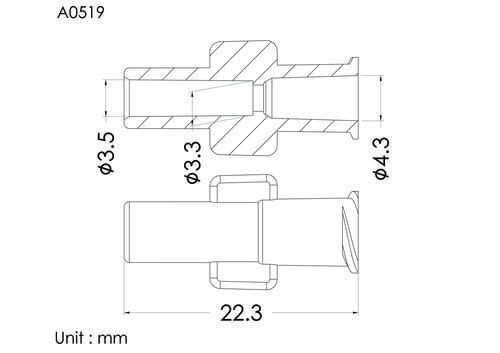 盧耳母接頭 ID3.5mm,  透光橘