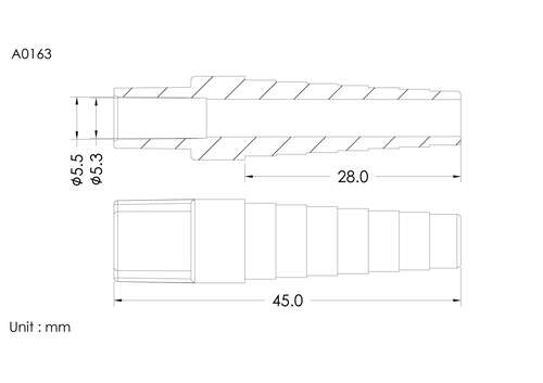 Tube Step connector, tube OD5.5mm