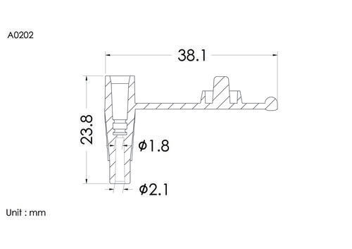 連蓋母接頭, 管徑 2.08mm (6.5Fr)