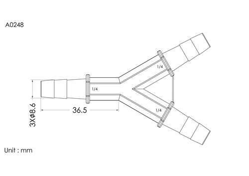 Y connector 1/4*1/4*1/4