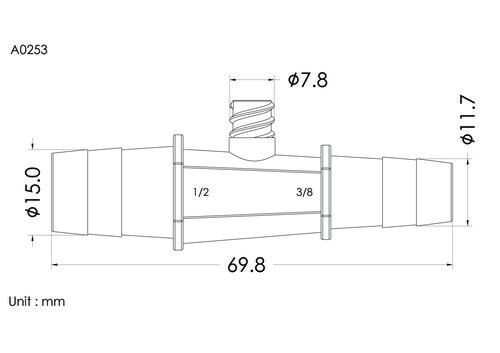 Straight connector with FLL 1/2*3/8