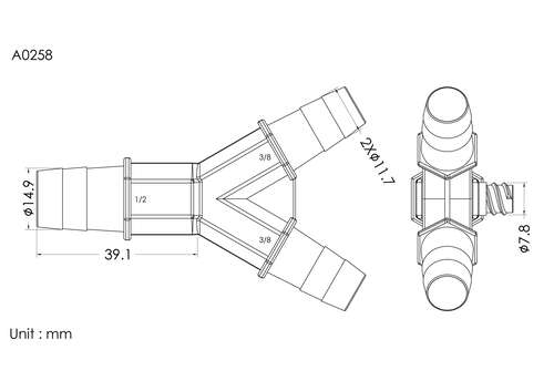 Y connector with FLL 1/2*3/8*3/8