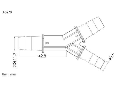 Y connector 3/8*1/4*3/8