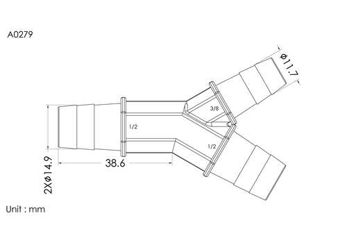 Y connector 1/2*3/8*1/2