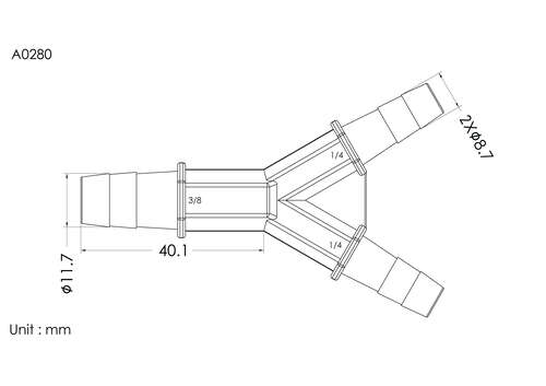 Y connector 3/8*1/4*1/4