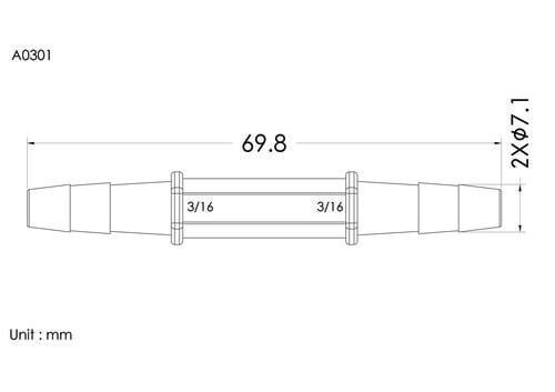 Straight connector 3/16*3/16