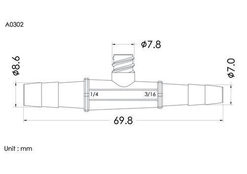 Straight connector with FLL 1/4*3/16