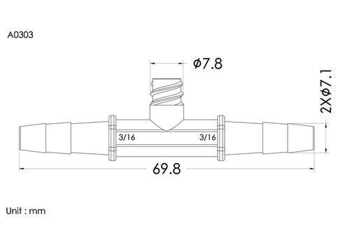 Straight connector with FLL 3/16*3/16