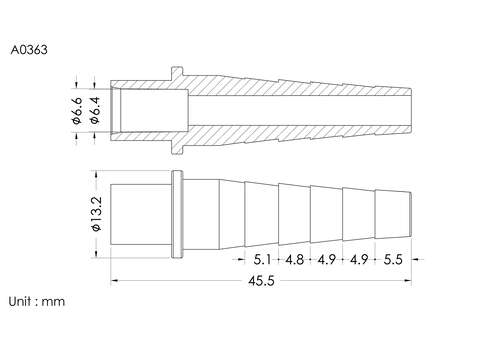 Step connector, ID6.6mm