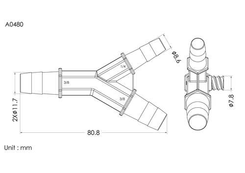 FLL Y 連接器 3/8*1/4*3/8