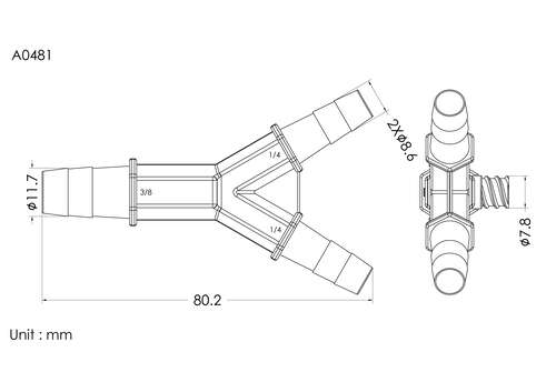 Y connector with FLL 3/8*1/4*1/4