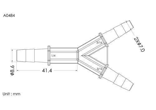 Y connector 1/4*3/16*3/16