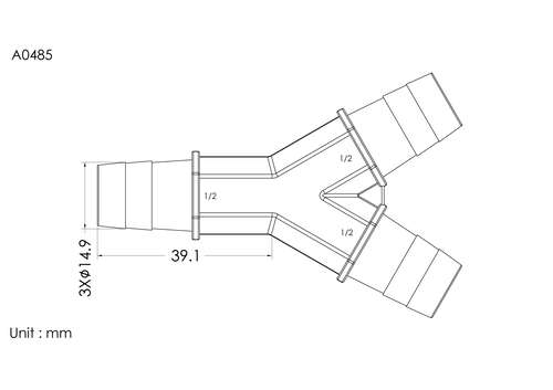 Y connector 1/2*1/2*1/2