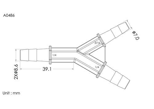 Y connector 1/4*3/16*1/4