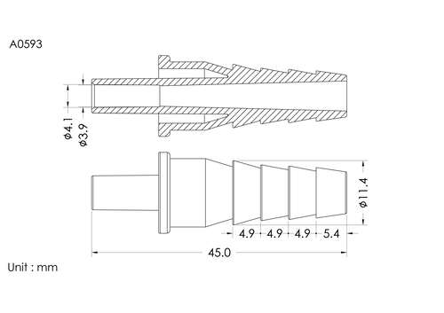 Tube Step connector, tube OD ID4.1mm