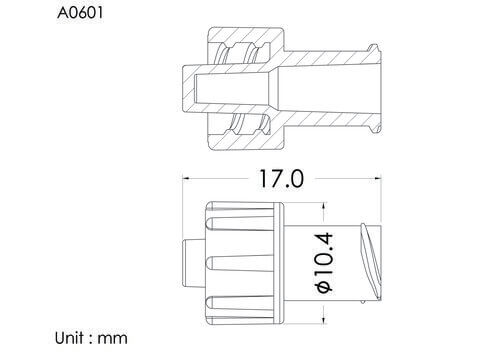 Male/Female adapter, non-vented, cap