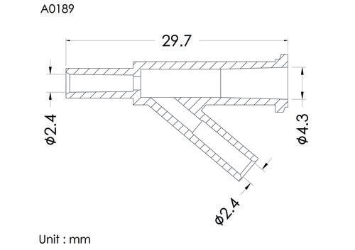 Y-connector ID2.4mm, 1 FLL inlet