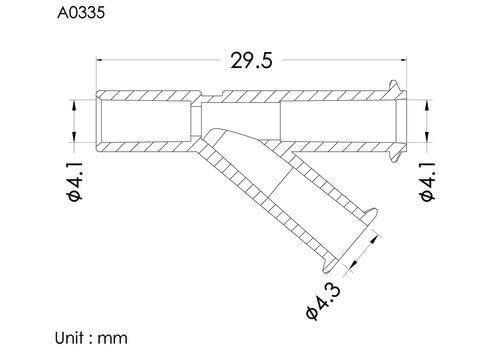 Y-connector ID4.1mm, 2 FLL inlet