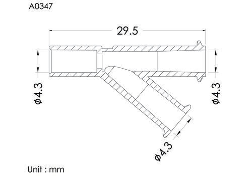 Y-connector ID4.3mm, 2 FLL inlet