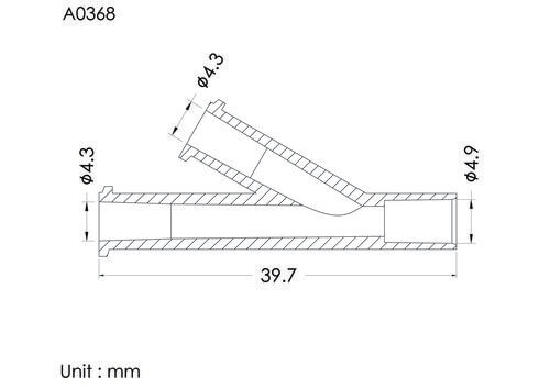 Y-connector ID4.85mm, 2 FLL inlet