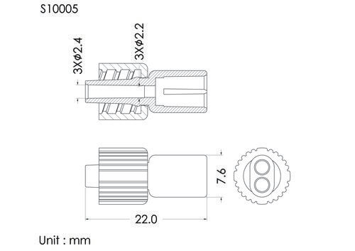 小U型接頭+螺帽, tube OD2.4mm