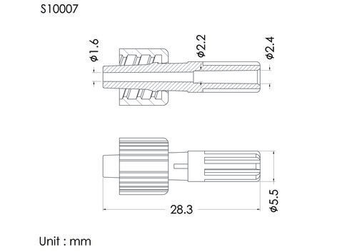 盧耳公針基+螺帽, A型,  2.4mm