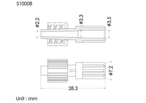 盧耳公針基+螺帽 , A型, 3.5mm