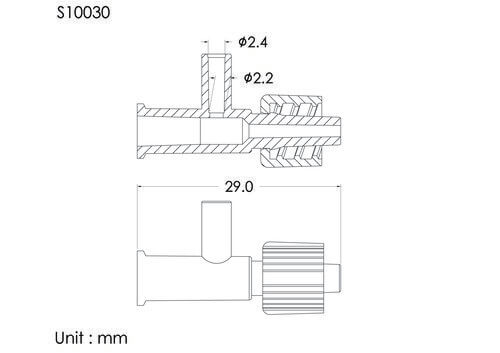 TL conn with spin lock, Tube OD2.4mm