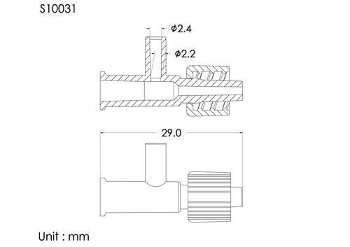 TL conn with spin lock, Tube OD2.4mm