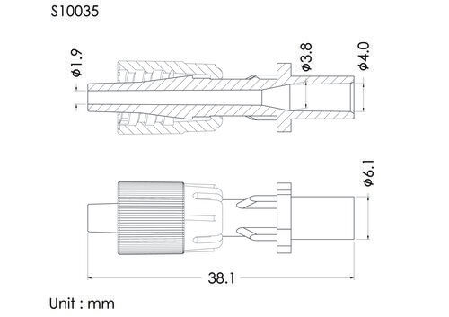 盧耳公針基+螺帽, C型, 4.1mm