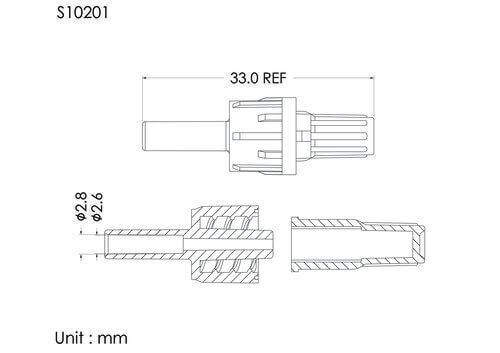 MLL with vented cap, tube OD2.8mm