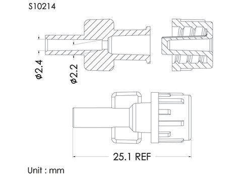 FLL with cap, vented, tube OD2.4mm