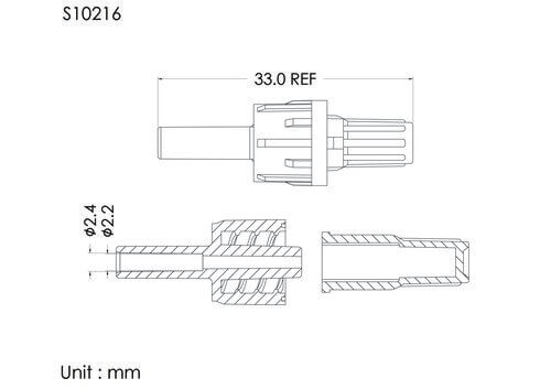 盧耳公轉接頭+蓋, 2.4mm