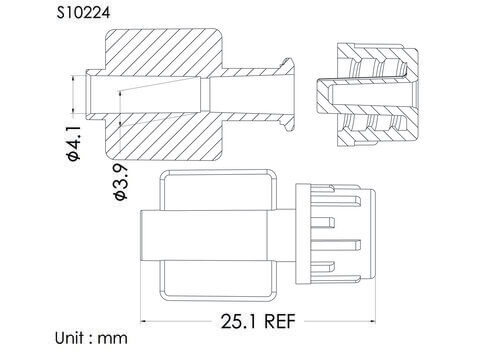 FLL with cap, blue vented, tube OD4.1mm