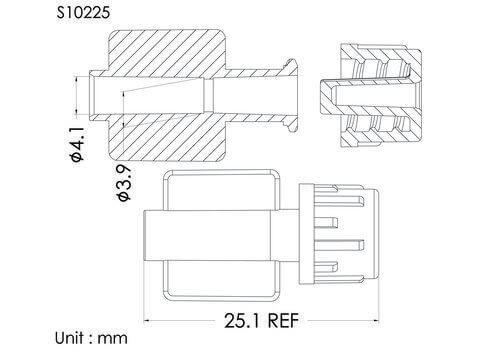 FLL with cap, white vented, tube OD4.1mm