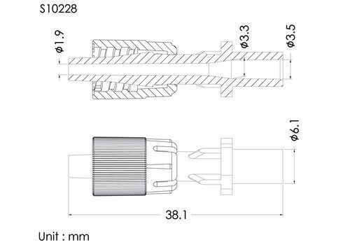 盧耳公針基+螺帽, C型, 3.5mm