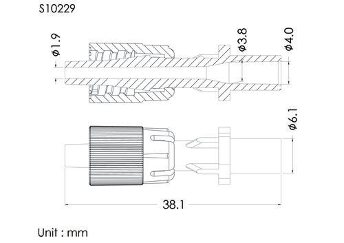 盧耳公針基+螺帽, C型, 4.1mm