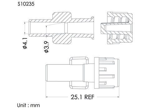 盧耳母接頭加透氣白蓋, 管徑4.1mm