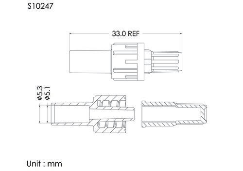 盧耳公轉接頭+透氣蓋, 5.3mm