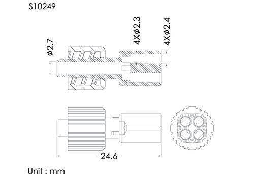 Qua-way RMLS with spin lock, mini, tube OD2.4mm