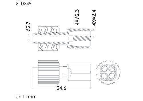 小四通管+螺帽, 2.4mm