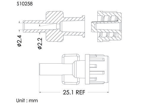 盧耳母接頭加透氣藍蓋, 管徑2.4mm