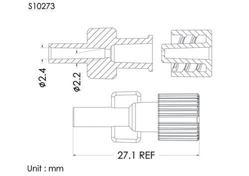 FLL with cap, white vented, tube OD2.4mm