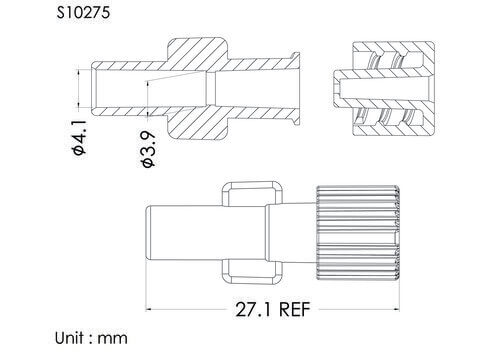 FLL with cap, white vented, tube OD4.1mm