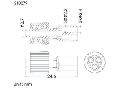 小三通加螺帽, 管徑2.4mm