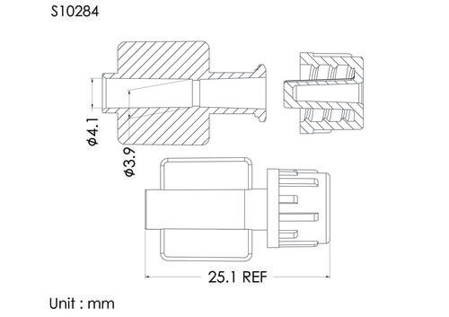 盧耳母接頭加透氧白蓋, 管徑4.1mm